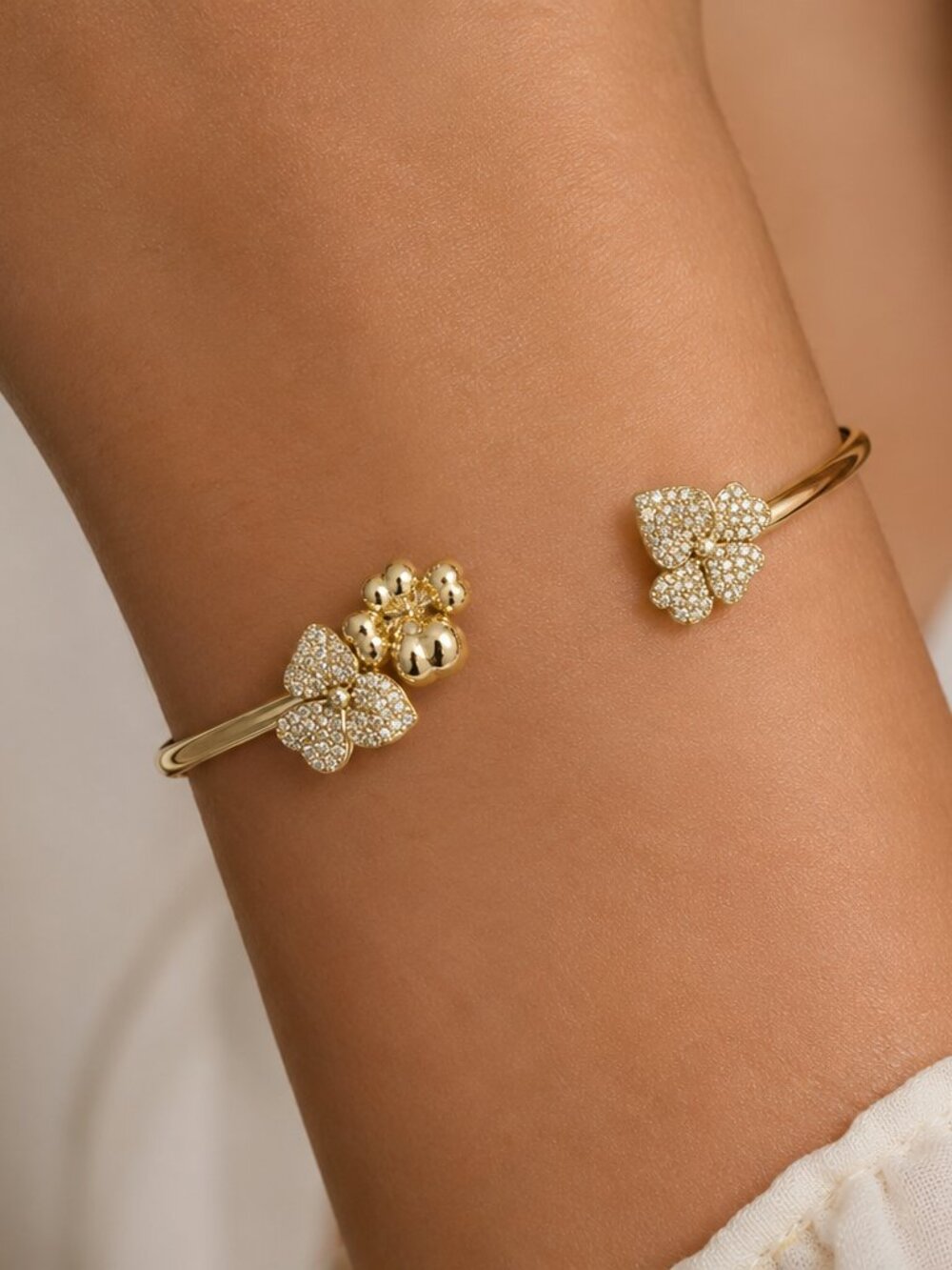 Kate Spade Precious Pansy Pave Flex Cuff Bracelet NWT $89 MSRP